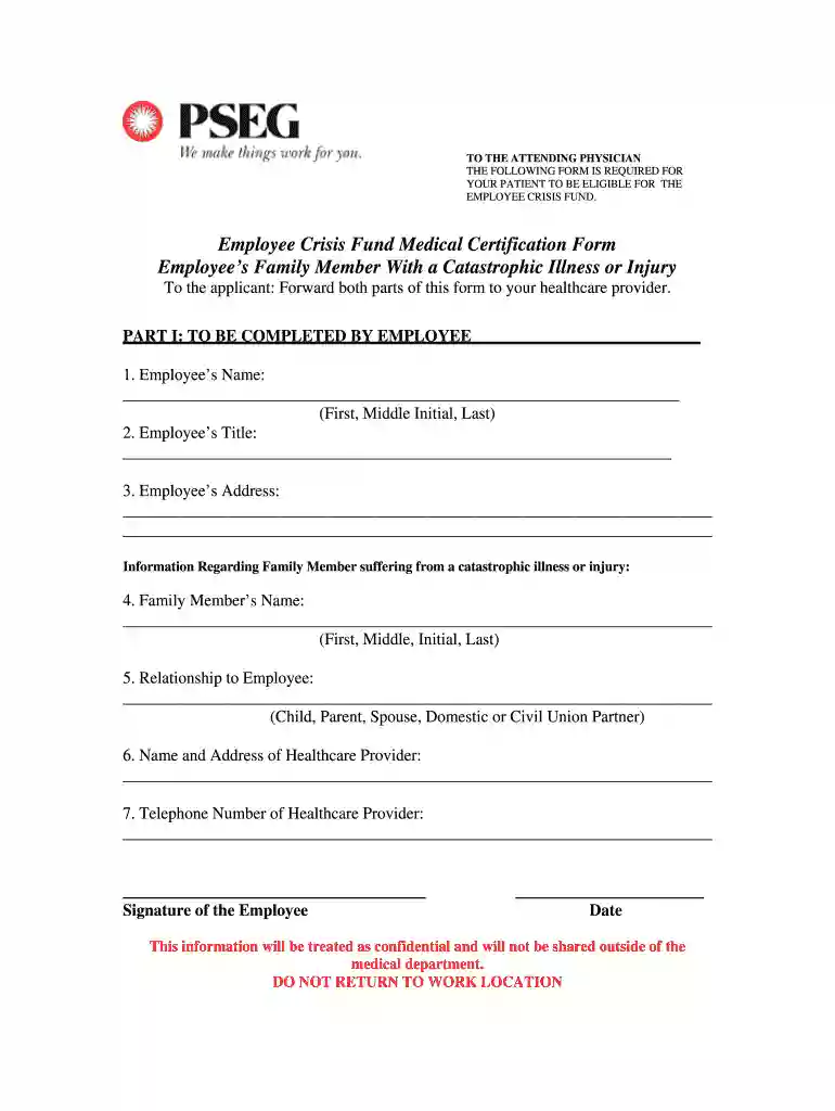 pseg critical care form Preview on Page 1