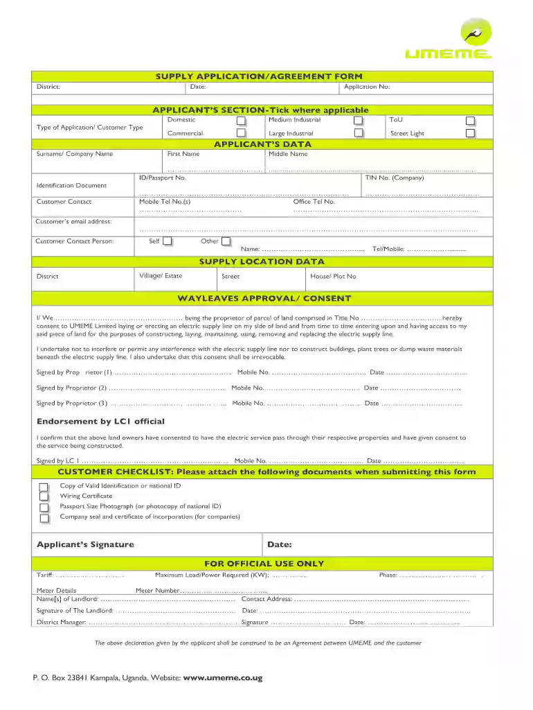 umeme online application Preview on Page 1