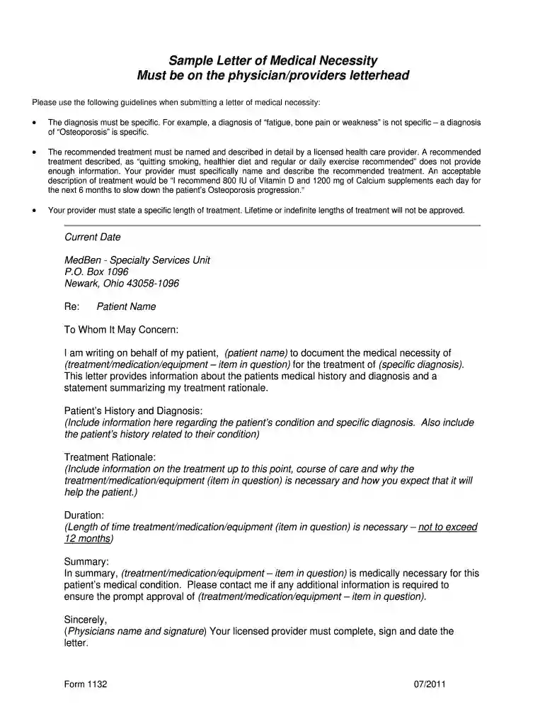 sample letter of medical necessity for panniculectomy Preview on Page 1