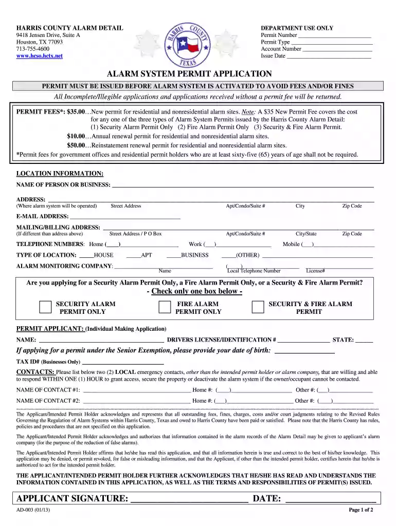 hcso alarm permit Preview on Page 1