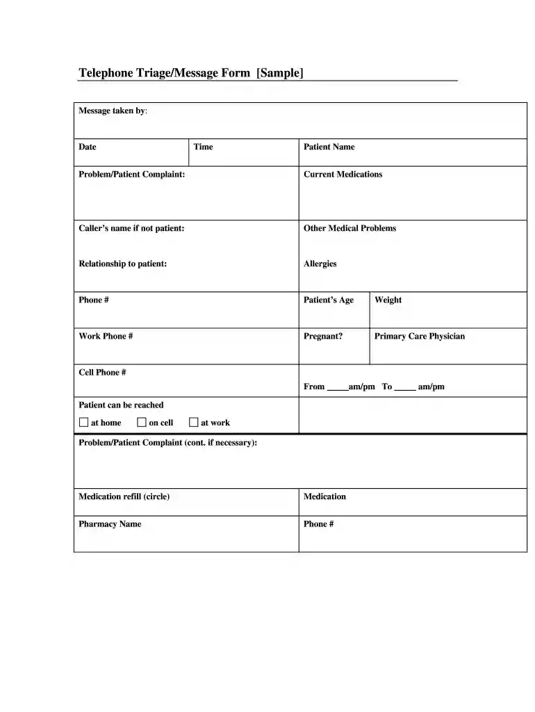 triage form template Preview on Page 1