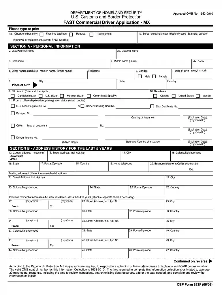 commercial driver application 2003 form Preview on Page 1