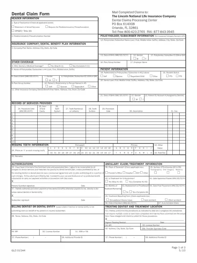 free printable ada dental claim form Preview on Page 1