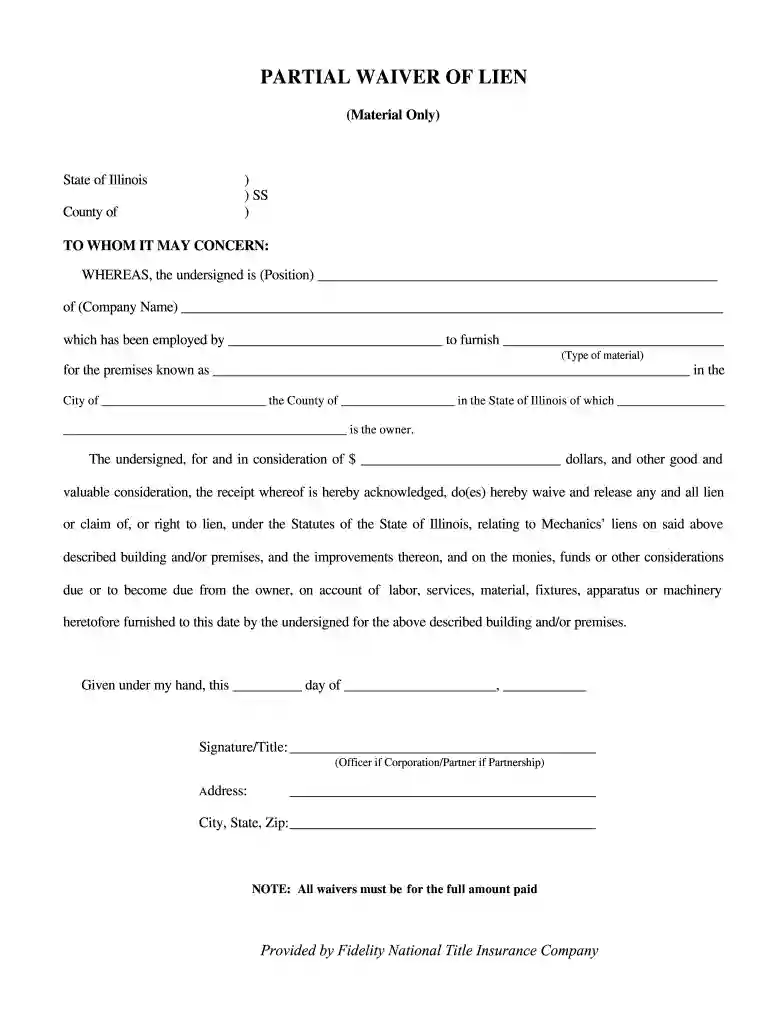 material waiver Preview on Page 1