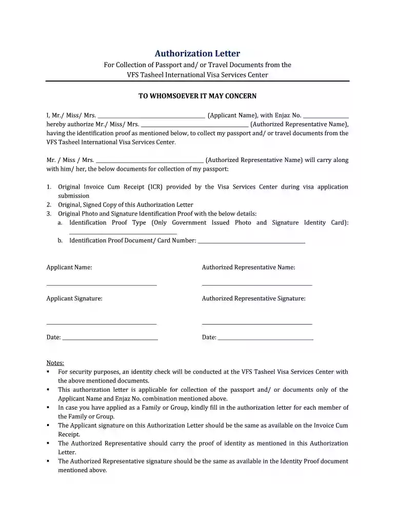 authorization letter to collect documents Preview on Page 1