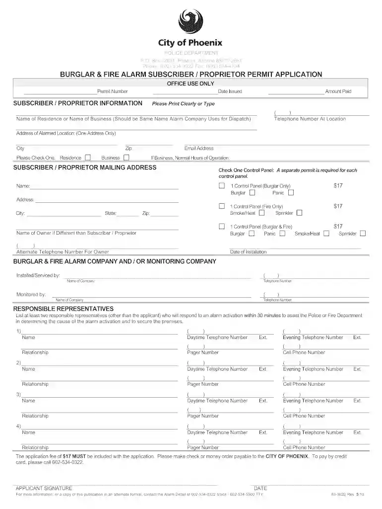 city of phoenix alarm permit Preview on Page 1
