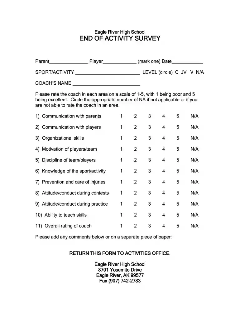 end of season review template Preview on Page 1