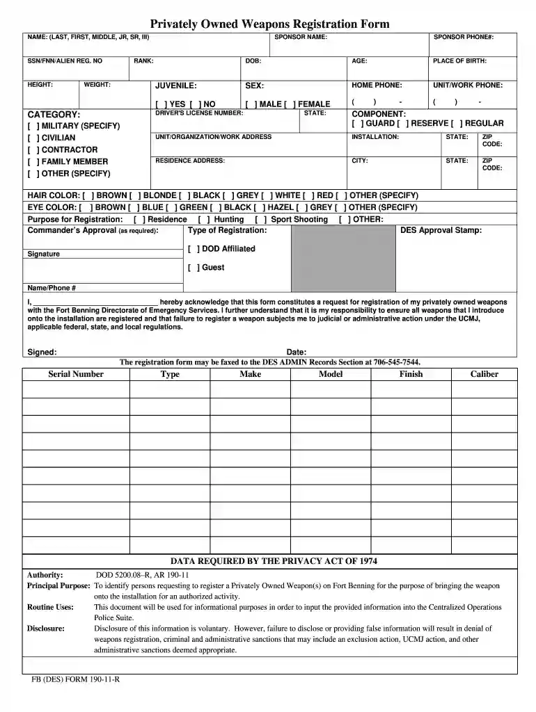 fort moore weapons registration Preview on Page 1