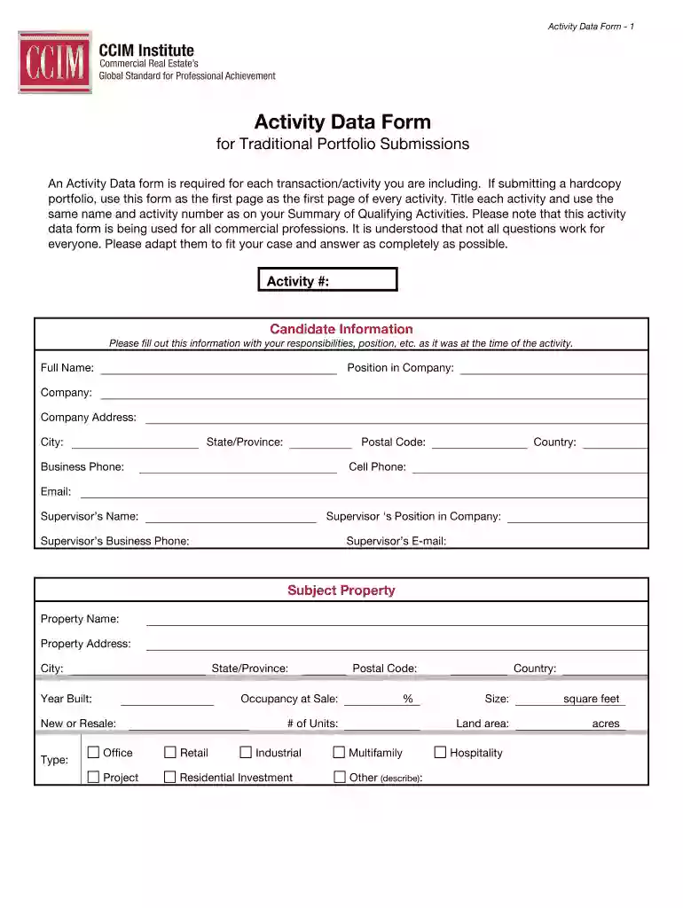 ccim data form Preview on Page 1