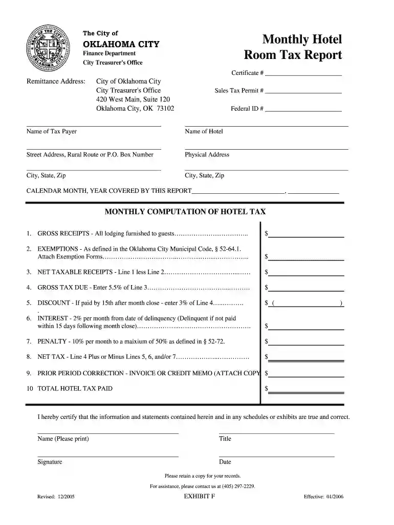 oklahoma hotel tax exemption form Preview on Page 1