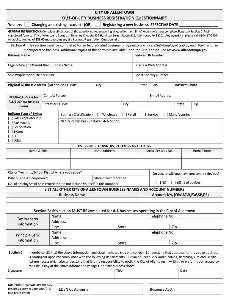 allentown business license Preview on Page 1