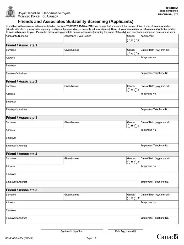 canadian rcmp form 2013 Preview on Page 1