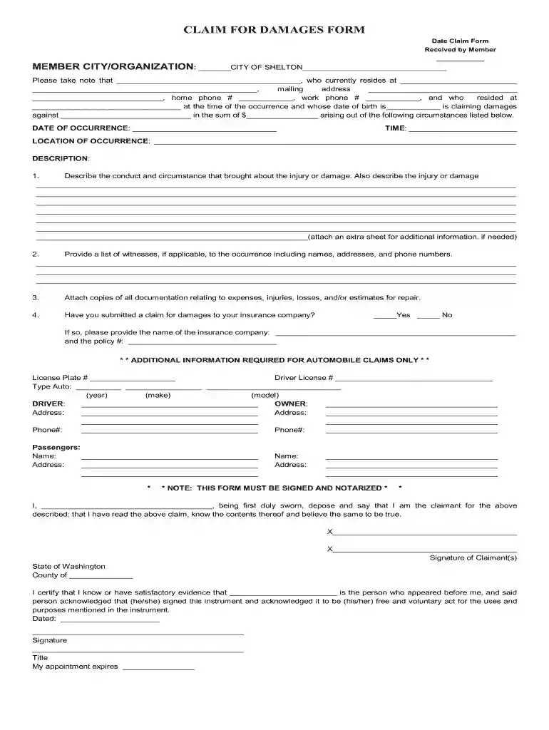 washington claim damages Preview on Page 1