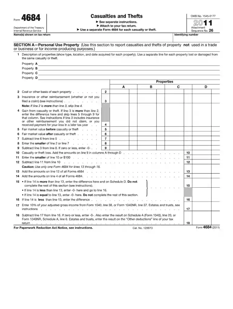 completed form 4684 example Preview on Page 1
