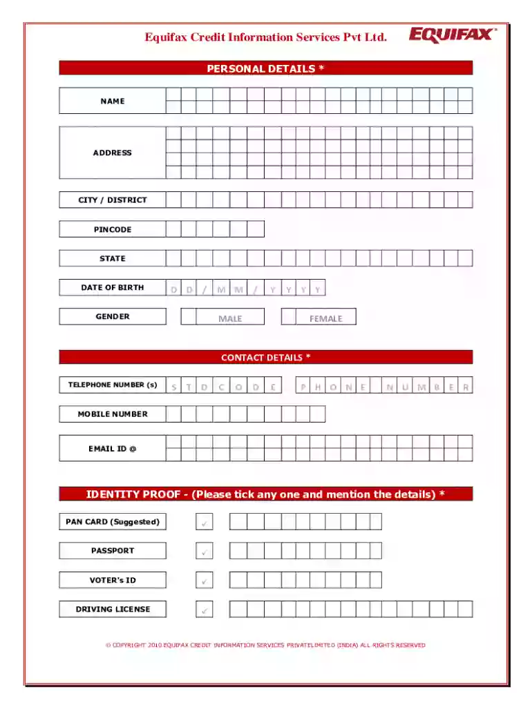 credit report template equifax Preview on Page 1