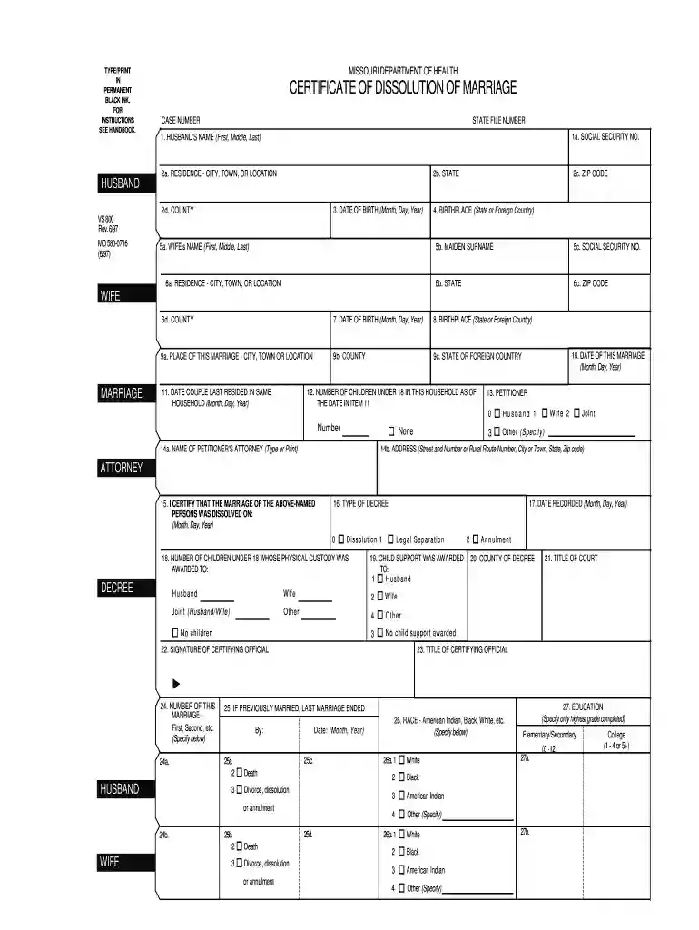 missouri divorce forms pdf Preview on Page 1