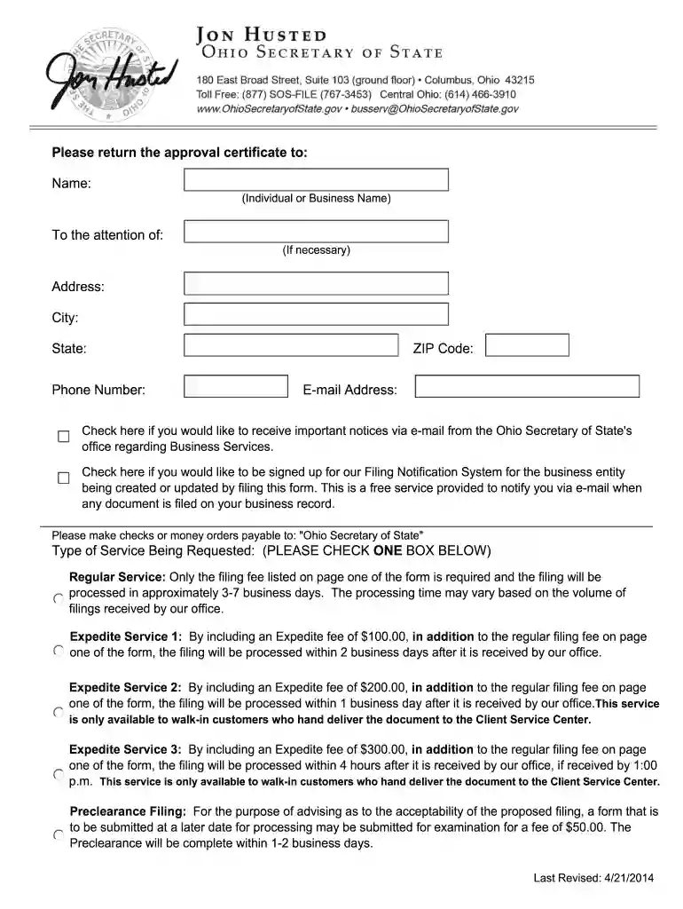 ohio llc amendment form Preview on Page 1