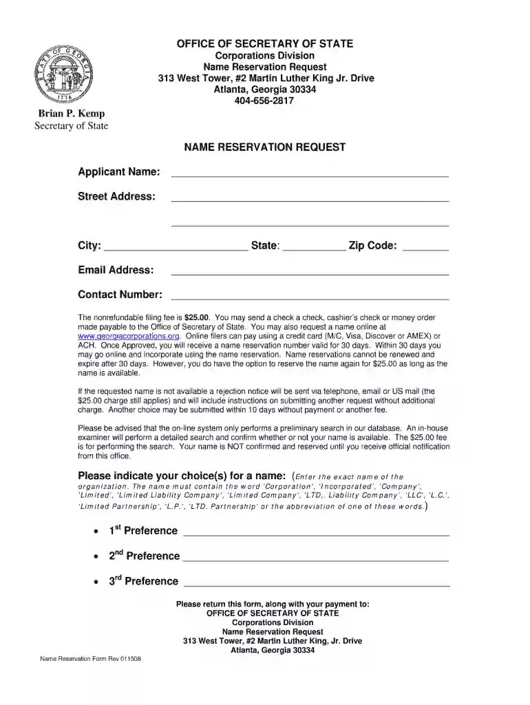georgia name reservation Preview on Page 1