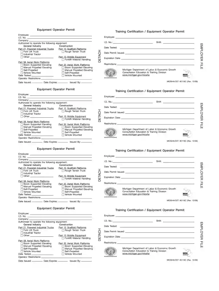 equipment operator permit Preview on Page 1