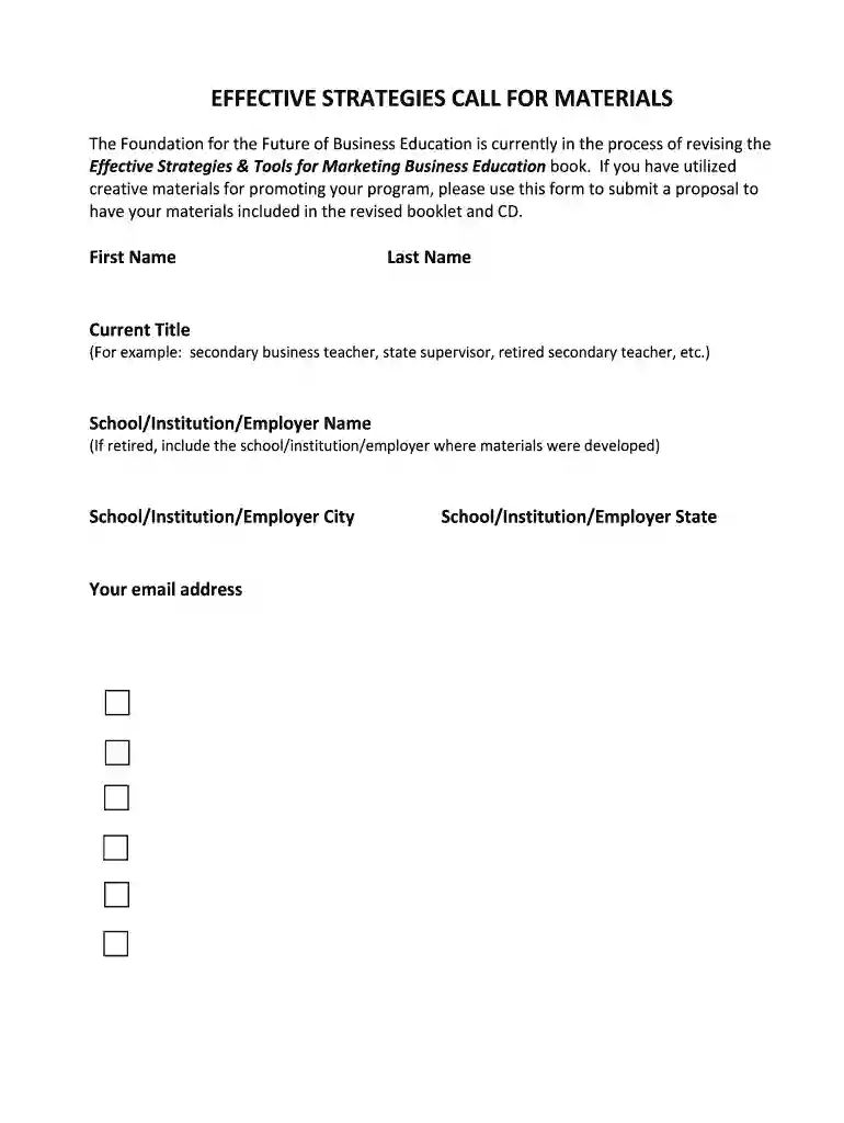 NBEA Call for Effective Strategies Form 2013 - Business & Public ... Preview on Page 1