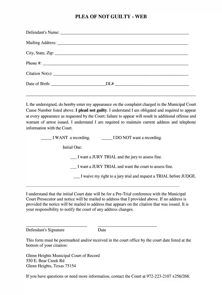 not guilty plea Preview on Page 1