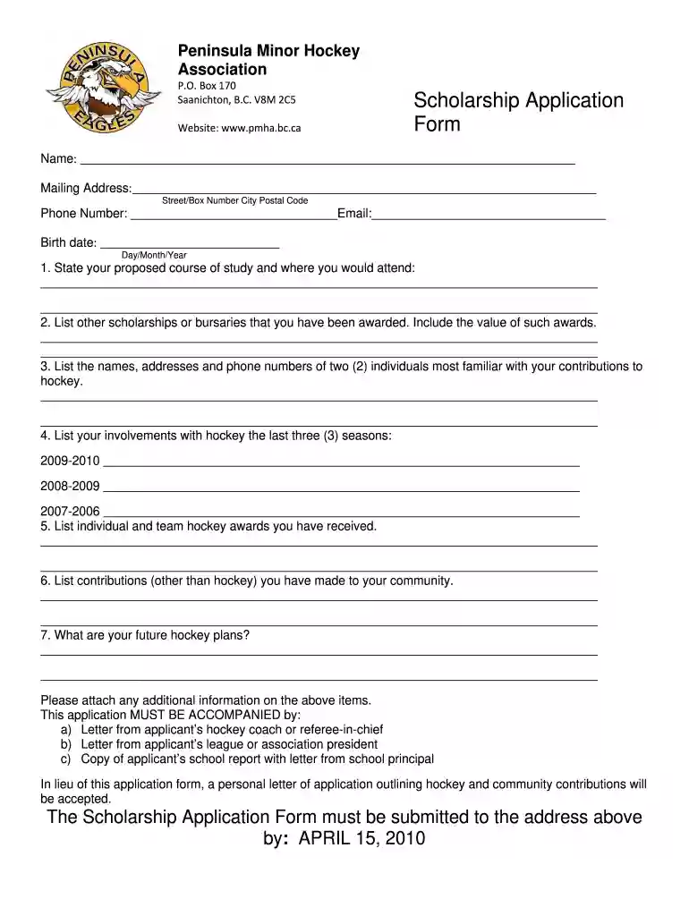 pmha scholarship Preview on Page 1