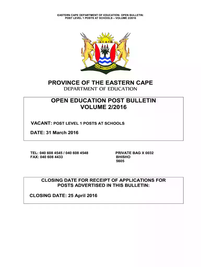 bulletin for post level 1 educators Preview on Page 1