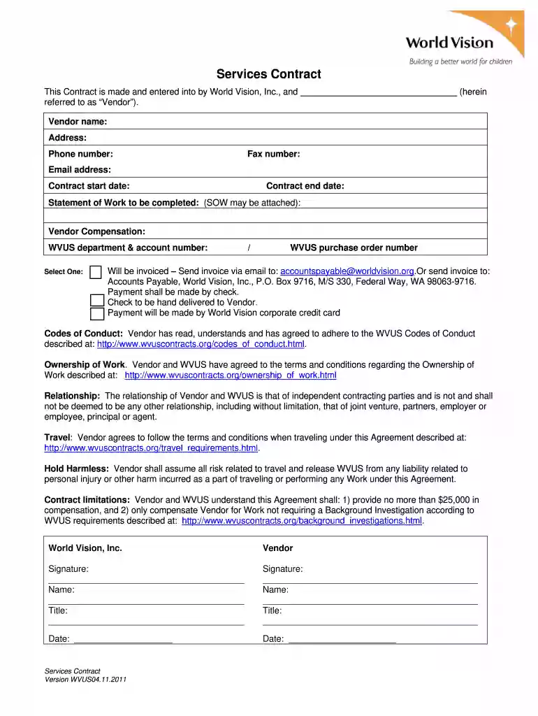 contract template for services Preview on Page 1