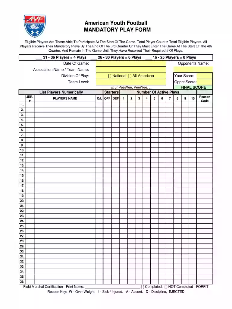 mandatory play form Preview on Page 1