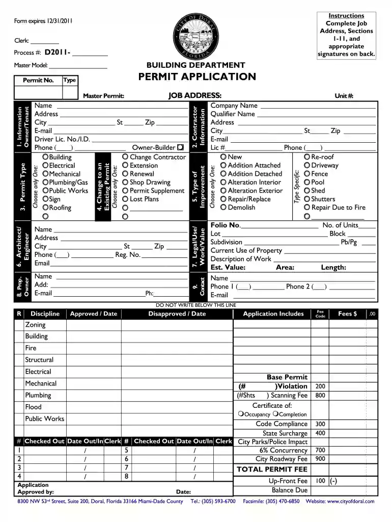 building department 2011 form Preview on Page 1