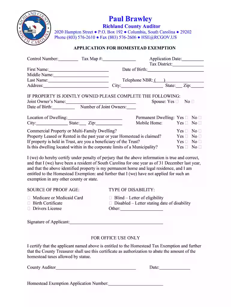 homestead exemption Preview on Page 1