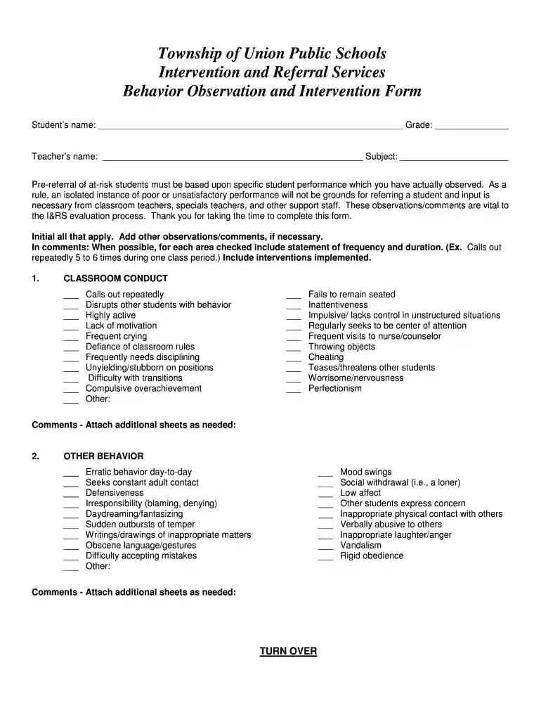 BehaviorObservation doc Preview on Page 1