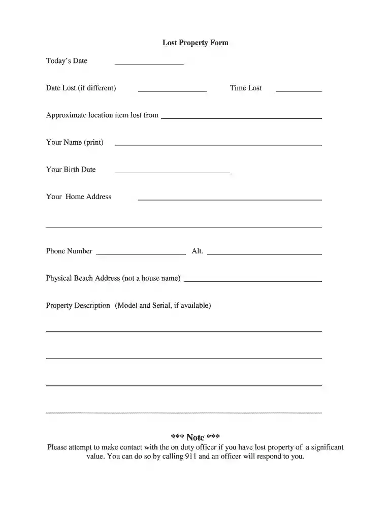 lost and found template word Preview on Page 1