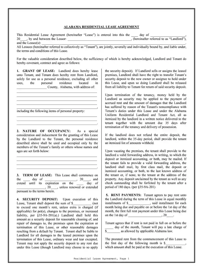 rental agreement form Preview on Page 1