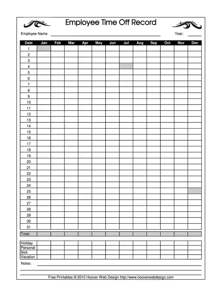 monthly attendance sheet in excel with formula free download Preview on Page 1