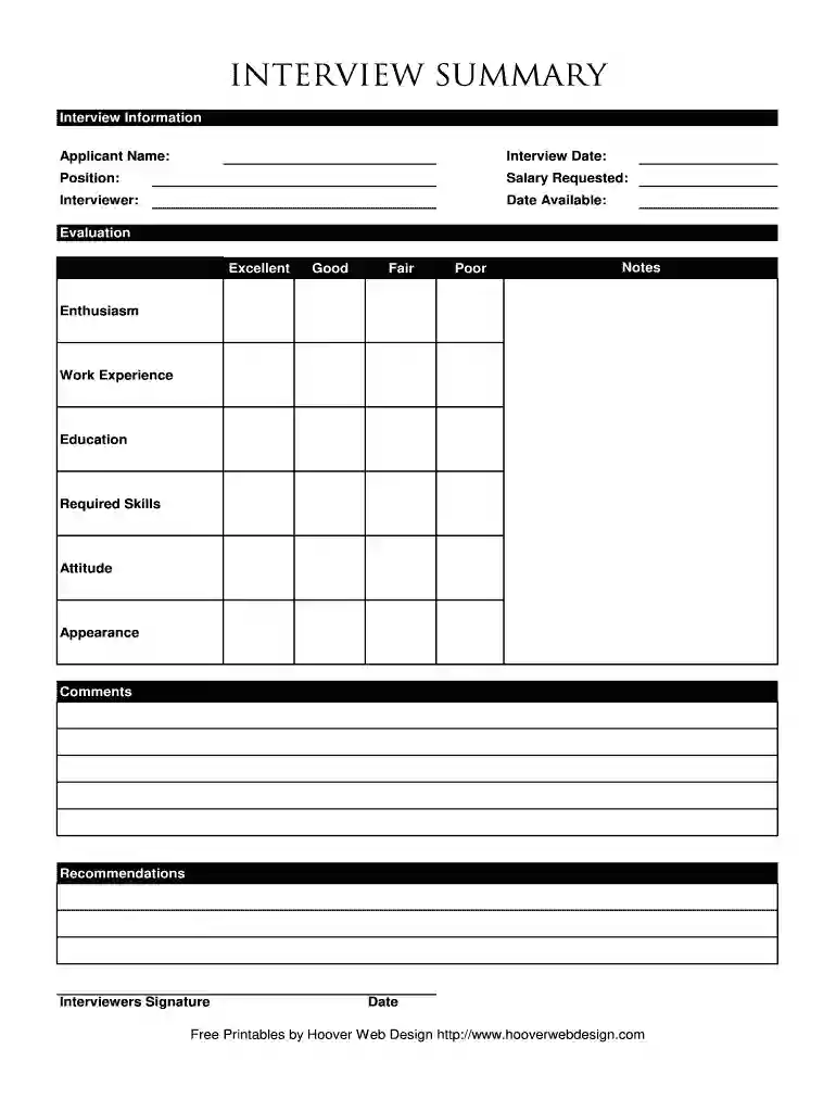 blank interview template Preview on Page 1
