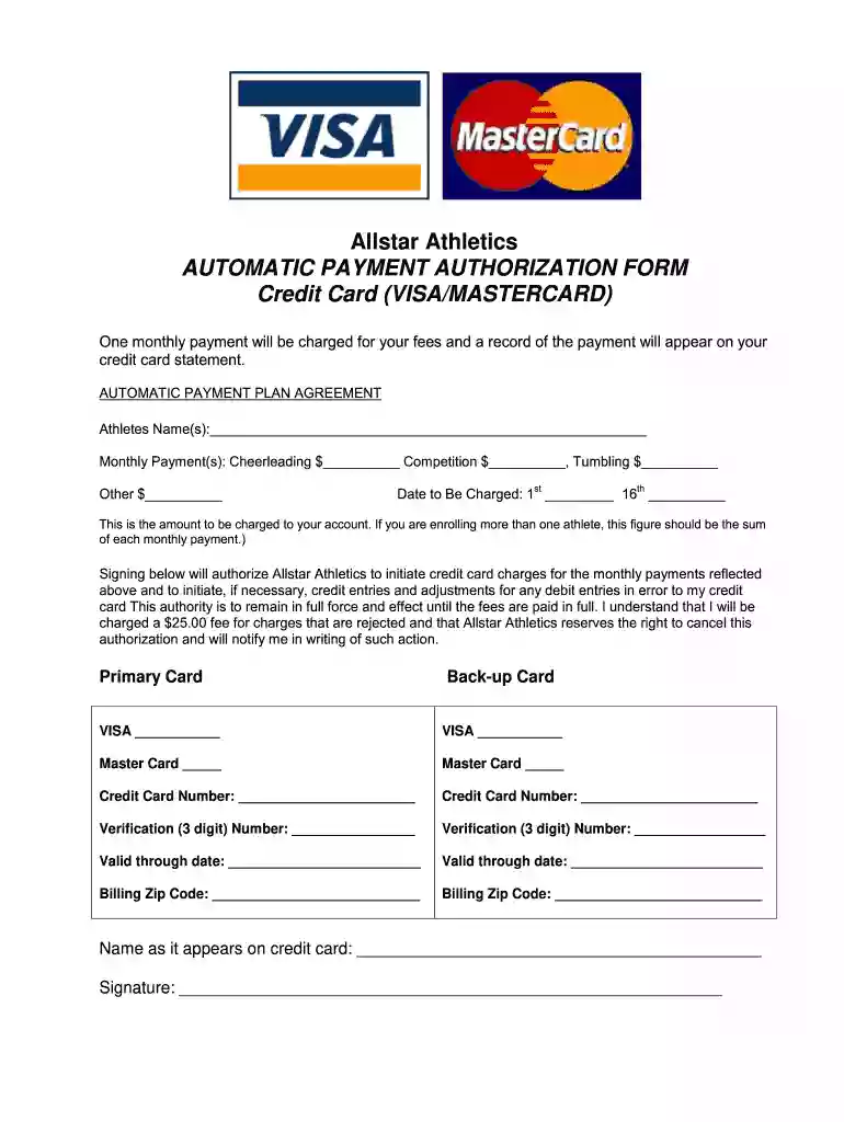 payment authorization form Preview on Page 1