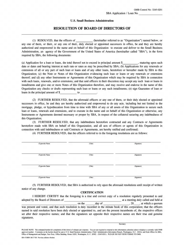 free board resolution template Preview on Page 1