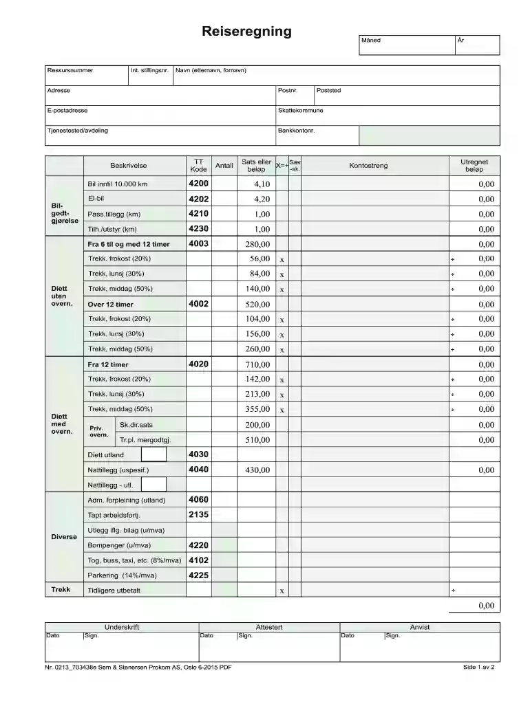gratis mal reiseregning Preview on Page 1