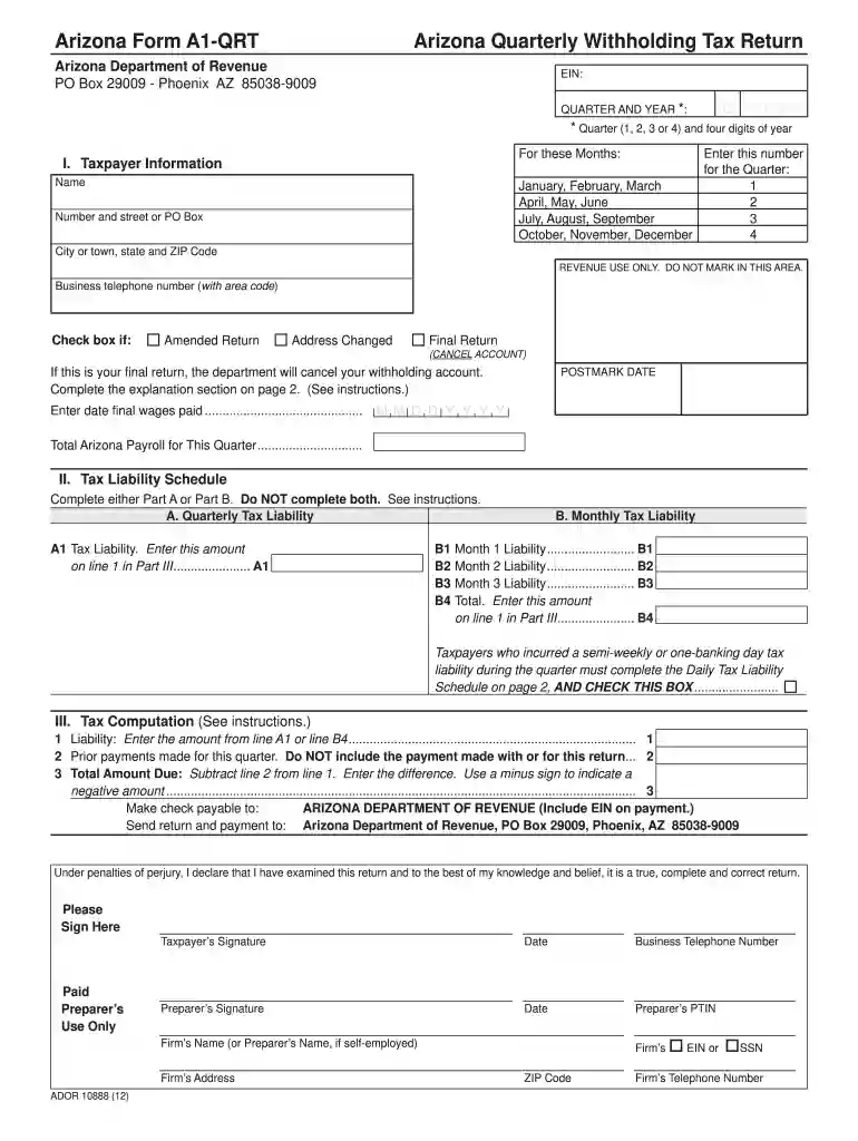 where to mail arizona tax return Preview on Page 1