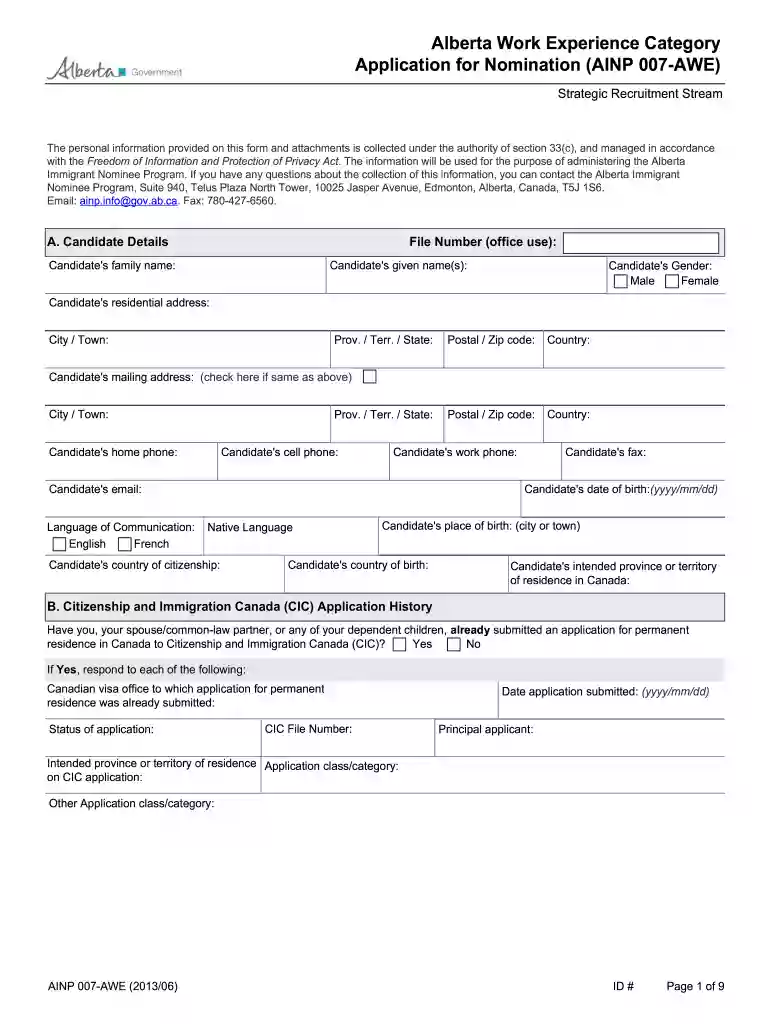 ainp 007 form Preview on Page 1