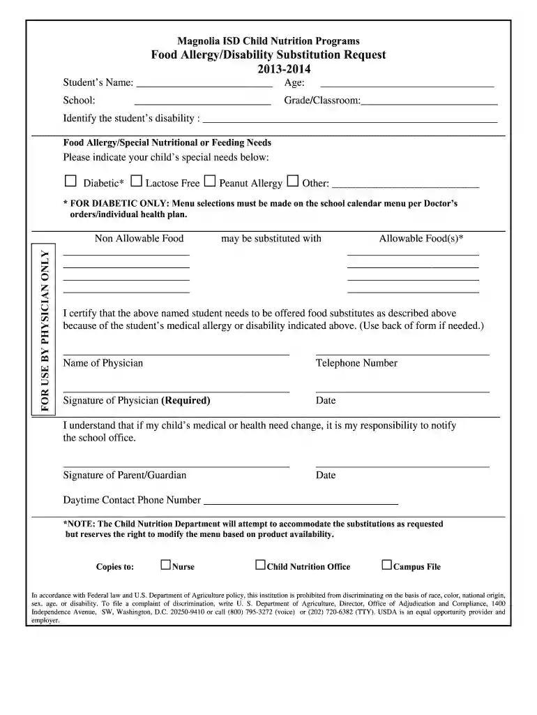 printable allergy form template Preview on Page 1