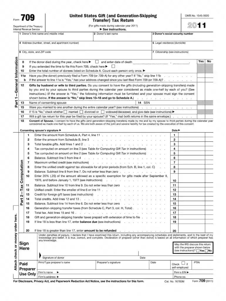 2011 form 709 instructions Preview on Page 1