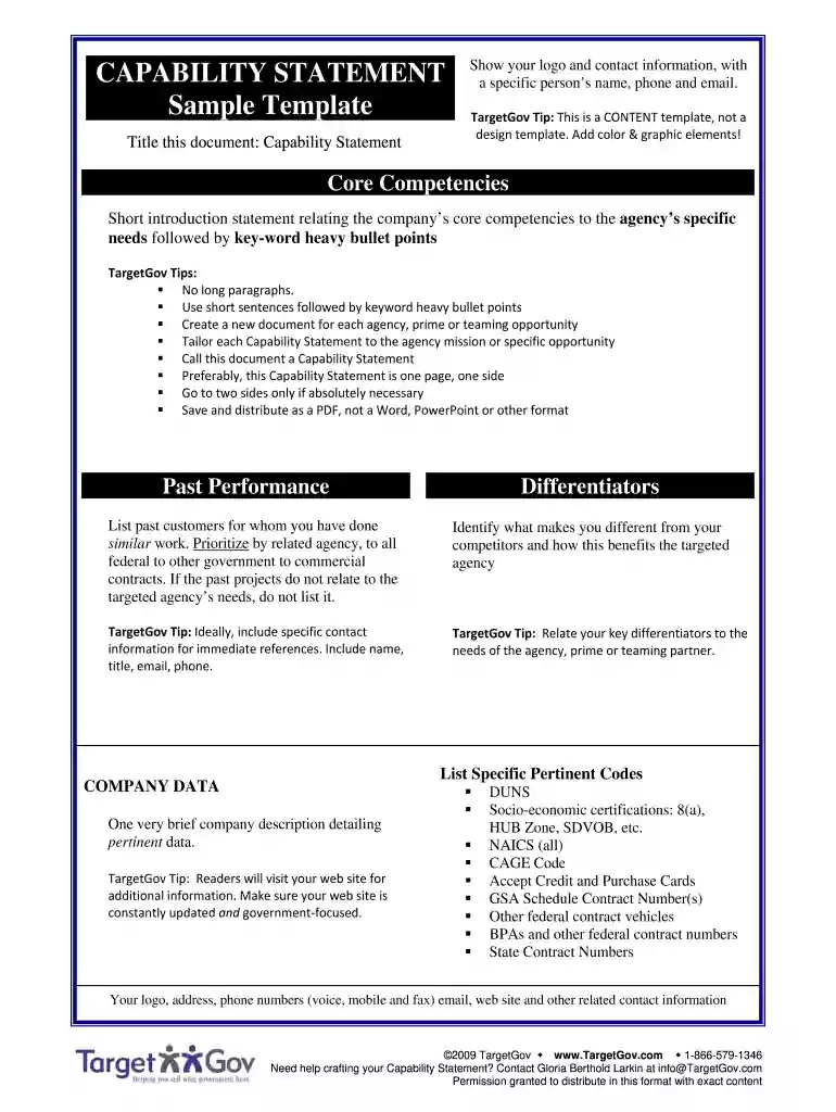 capability statement Preview on Page 1