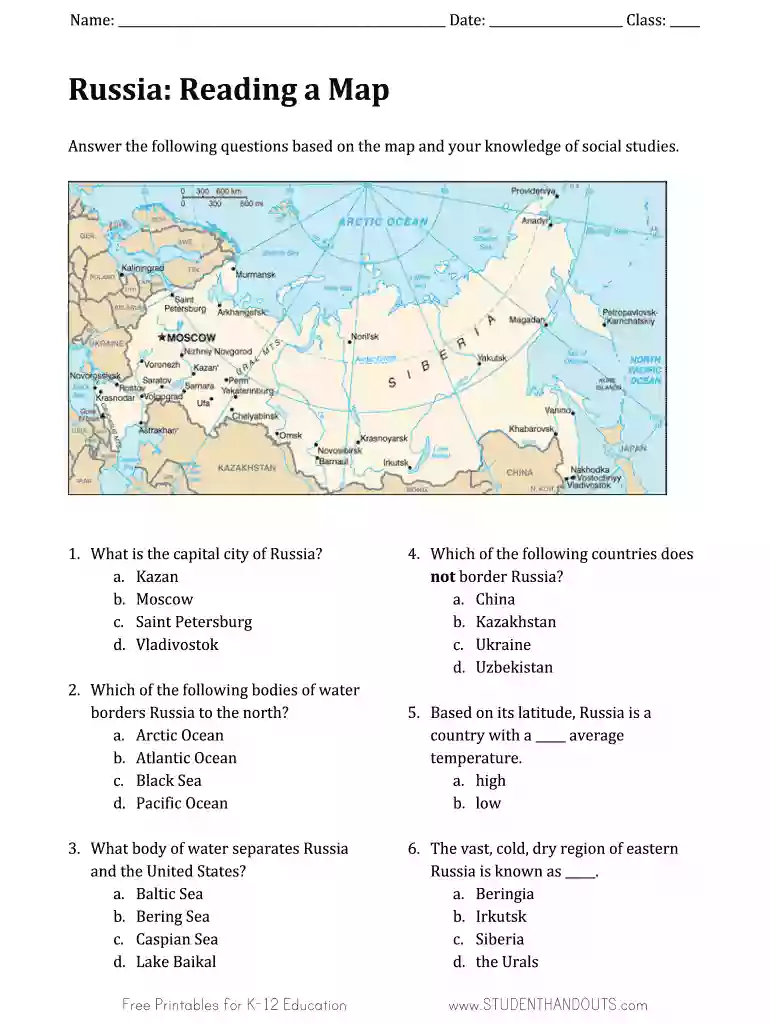 russia map pdf Preview on Page 1