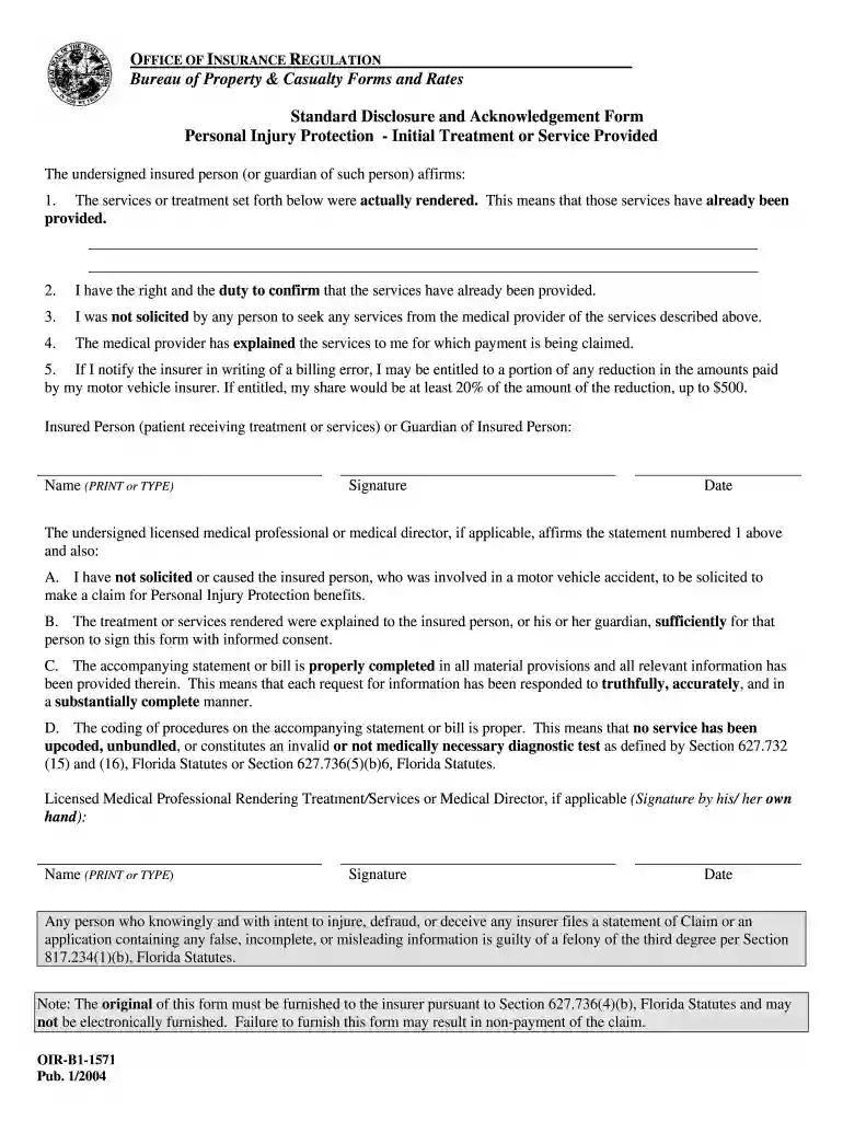 florida disclosure form Preview on Page 1
