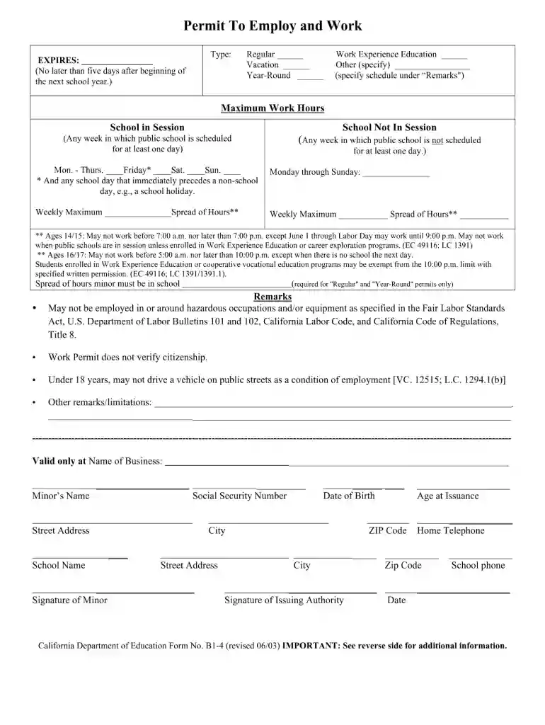 california work permit Preview on Page 1