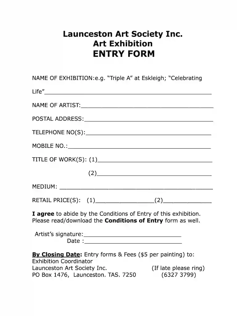 exhibition registration Preview on Page 1