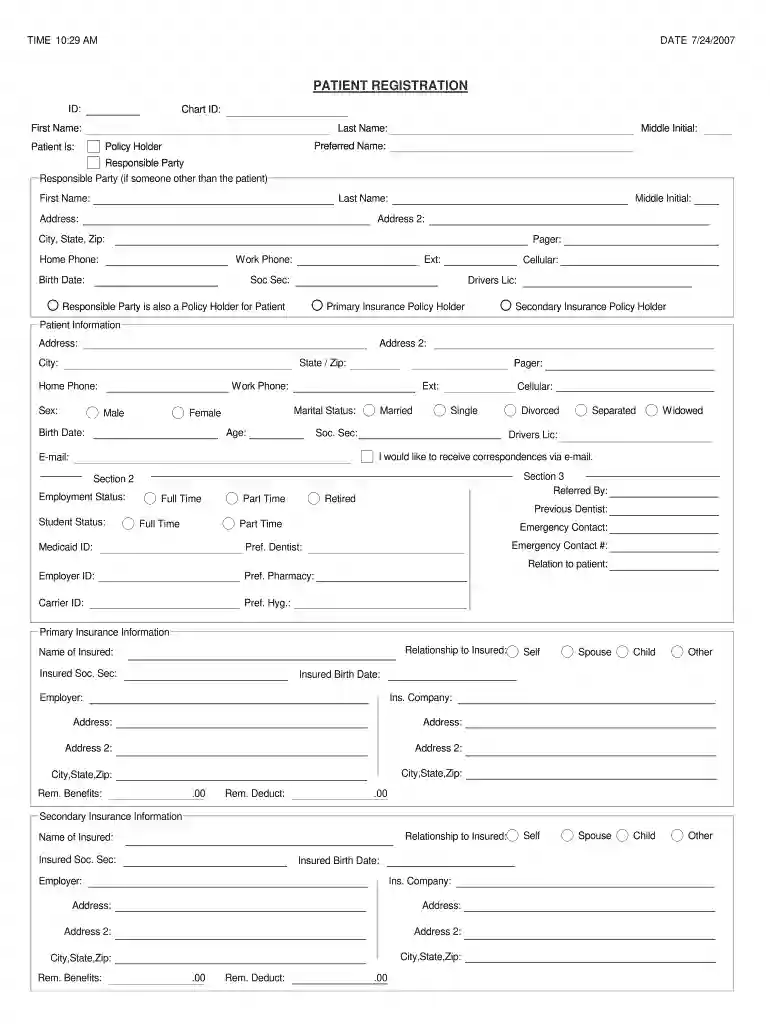 patient registration form pdf Preview on Page 1