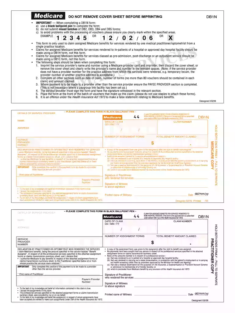 db1n form medicare Preview on Page 1